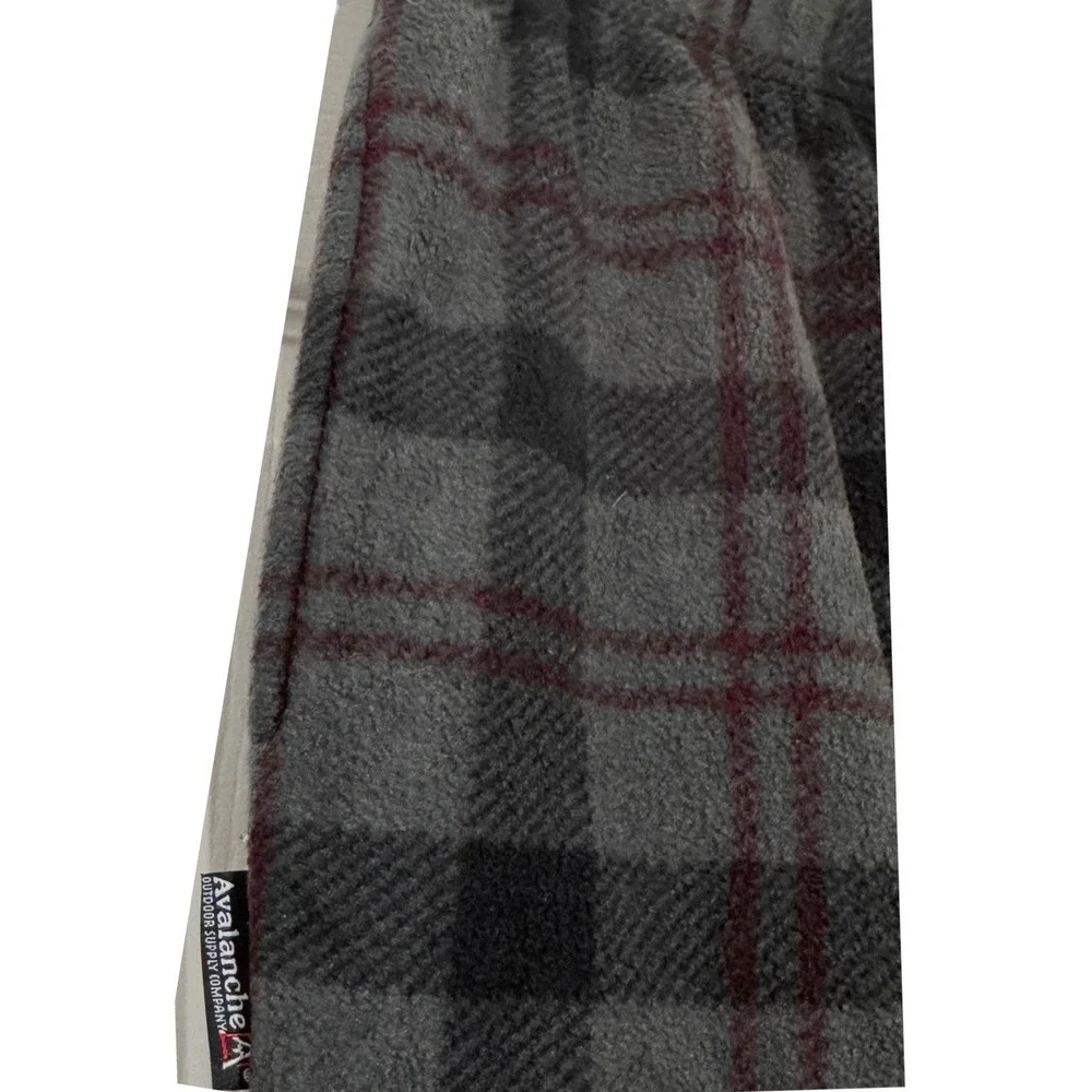 Avalanche Outdoor Supply Co Mens Fleece Pajama Pants Grey Black Red Plaid Large